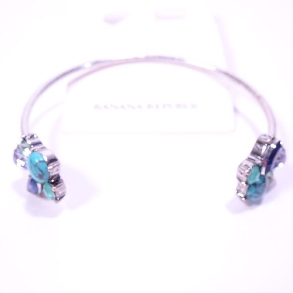 Banana Republic Women's Lapis Turq Gemstone Garlands Cuff Bracelet NWT 48 - Picture 4 of 6